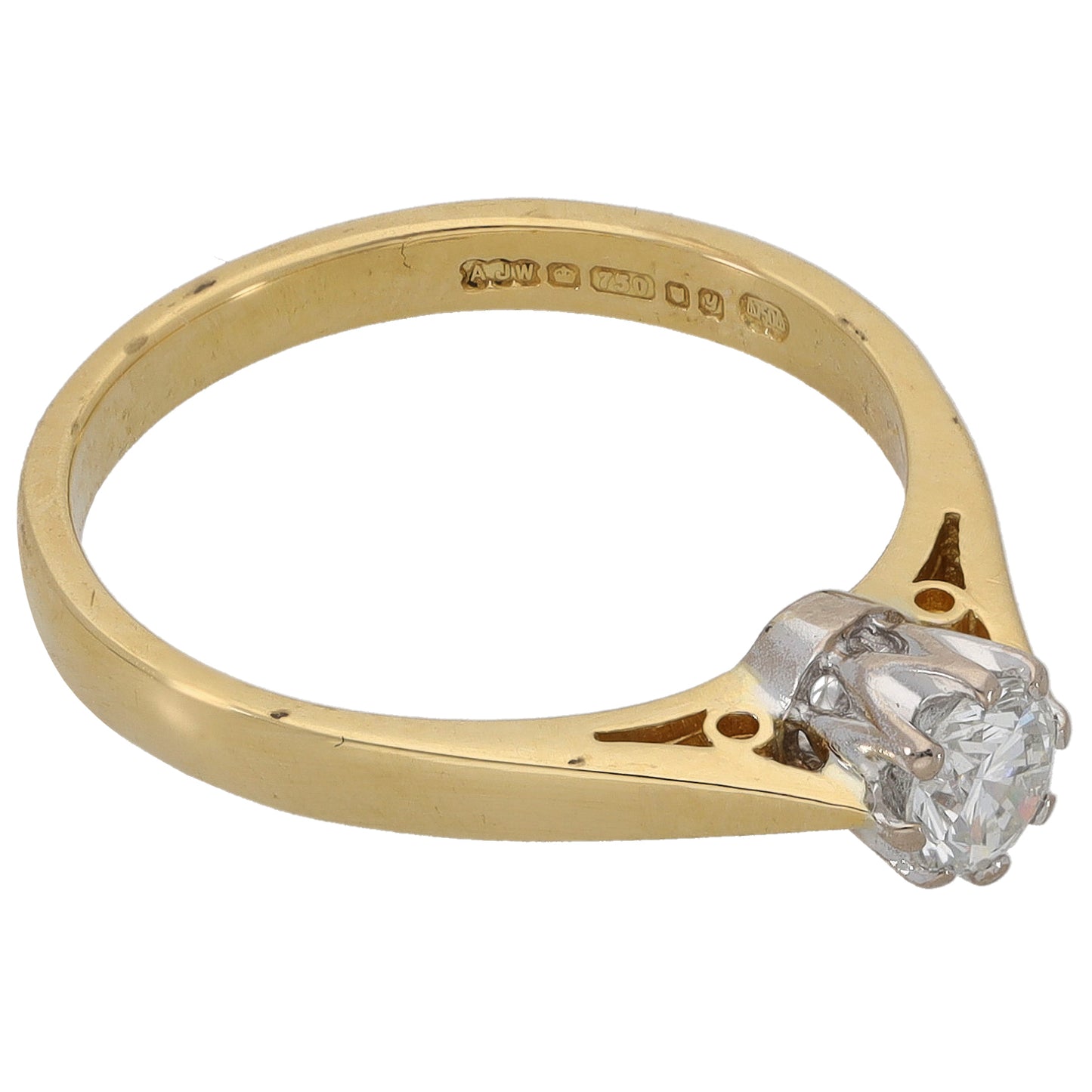 18ct Gold 0.32ct Diamond Solitaire Ring Size M