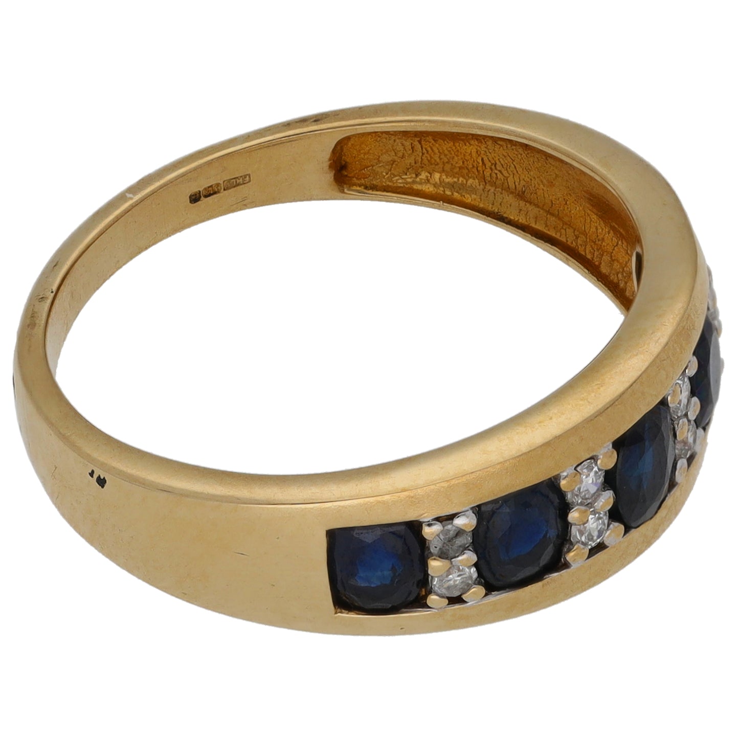 9ct Gold 0.10ct Diamond & Sapphire Half Eternity Ring Size P