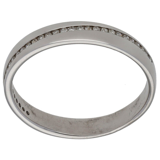 18ct White Gold 0.20ct Diamond Patterned Wedding Ring Size O