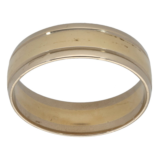9ct Bi-Colour Gold Patterned Wedding Ring Size W