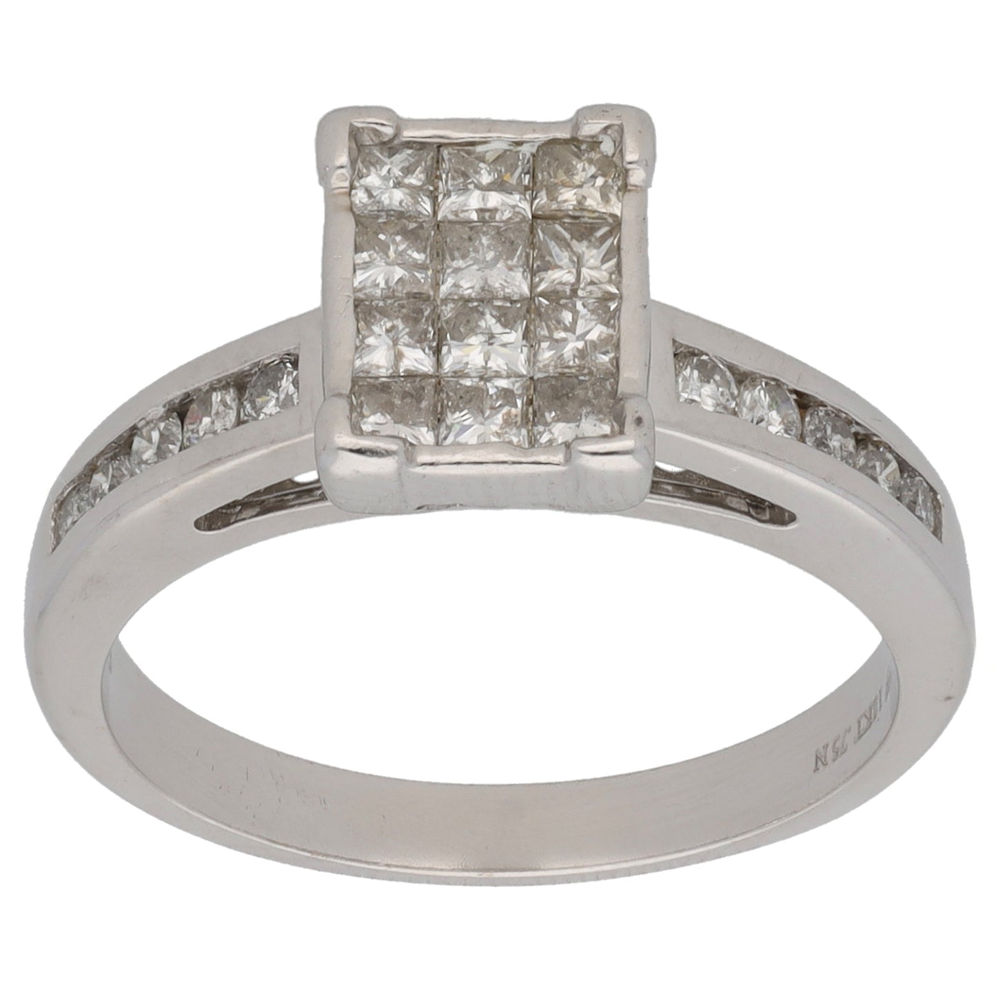 18ct White Gold 0.80ct Diamond Cluster Ring Size N