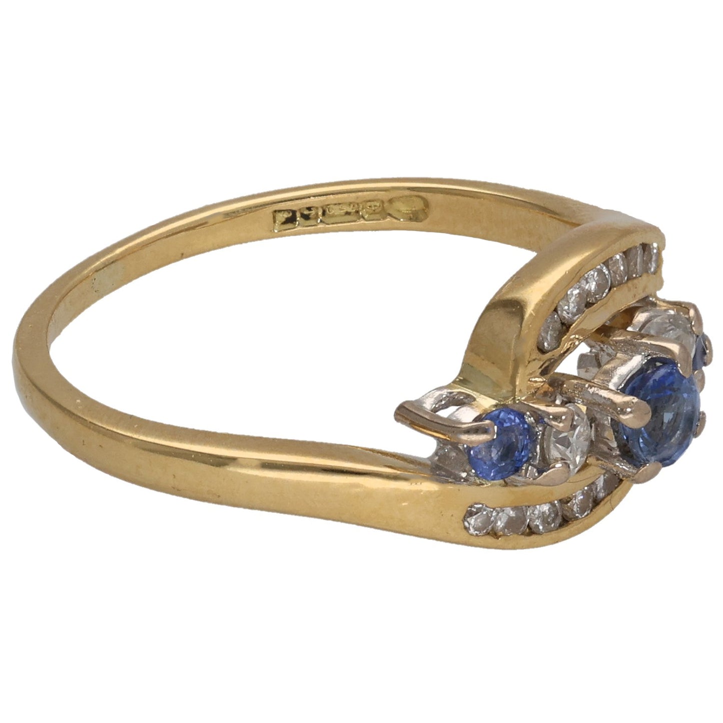 18ct Gold Sapphire & 0.20ct Diamond Dress/Cocktail Ring Size L