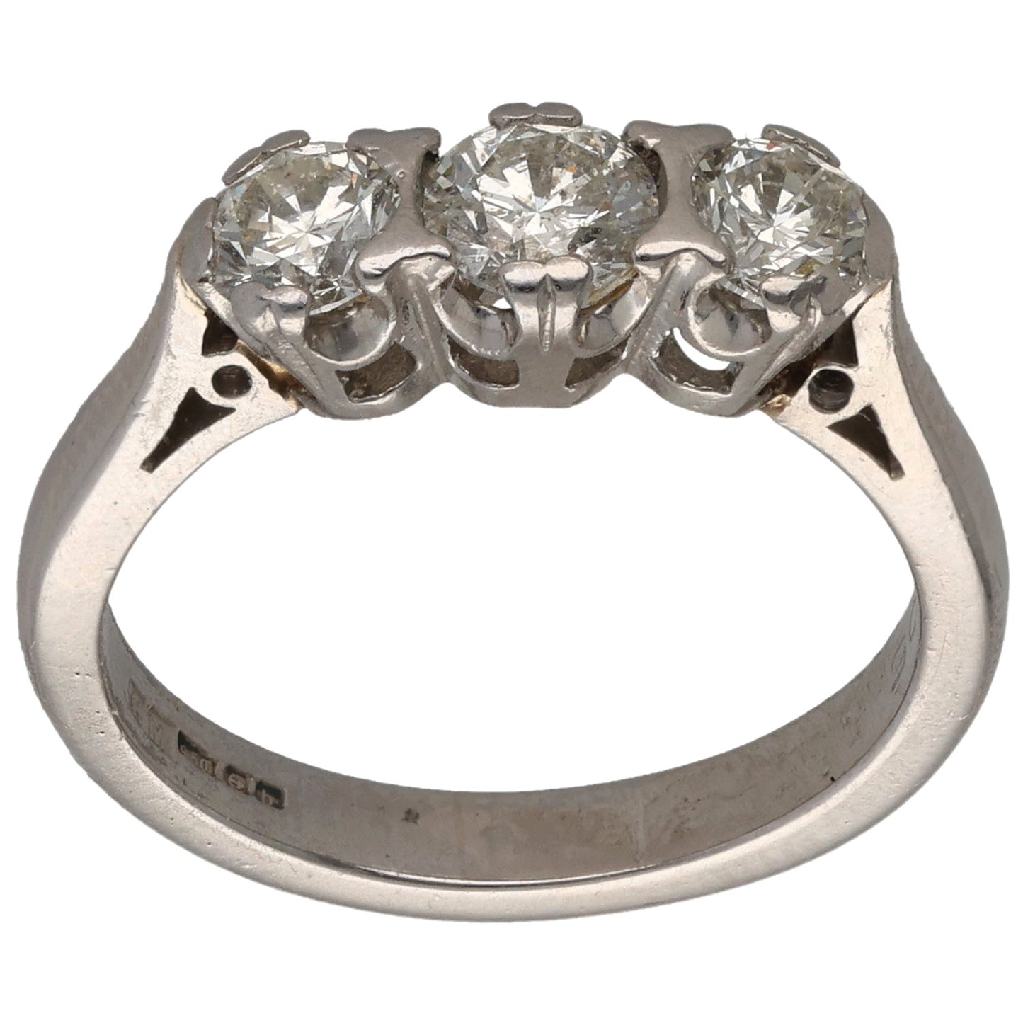 Platinum 1.05ct Diamond Trilogy Ring Size L