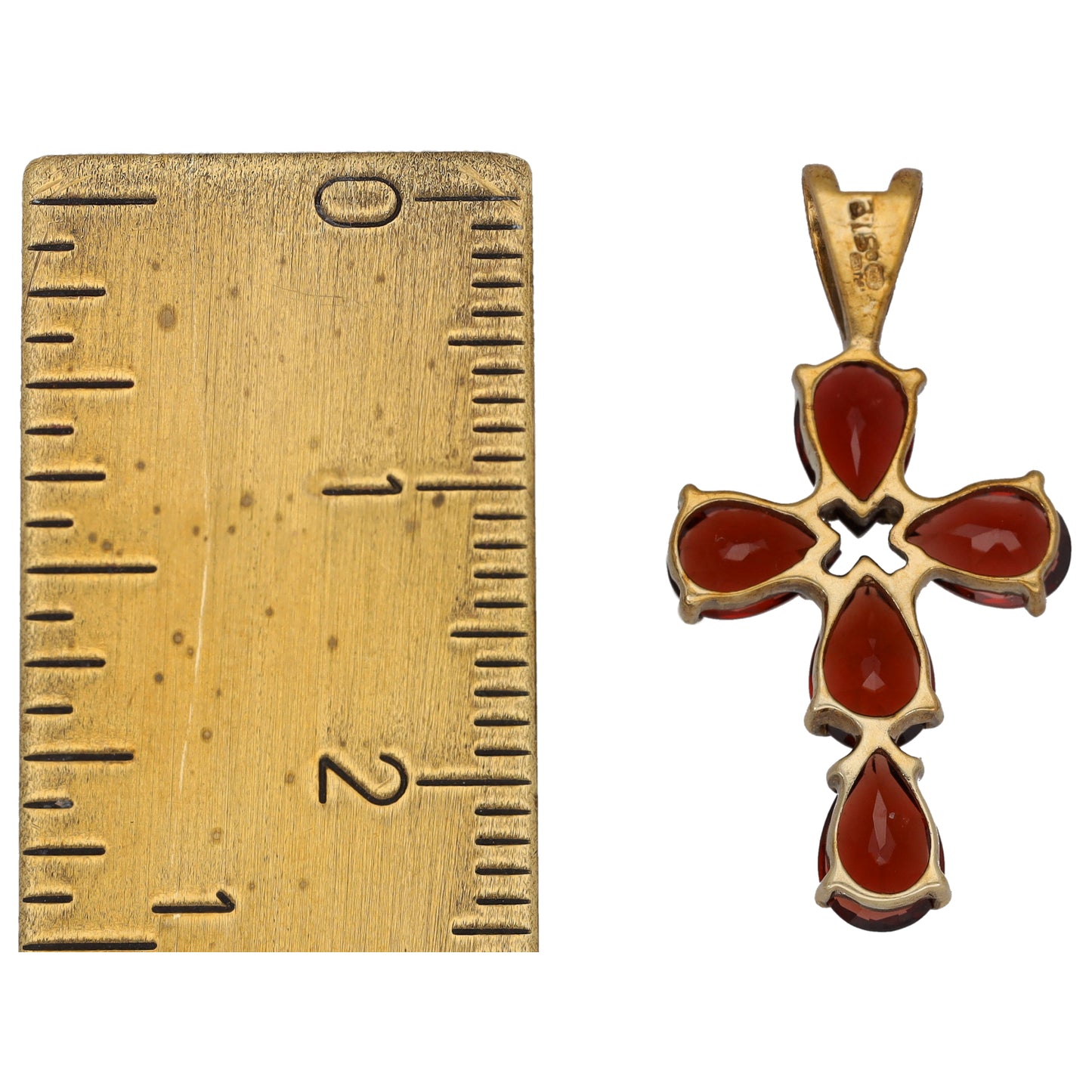 9ct Gold Garnet Cross Pendant