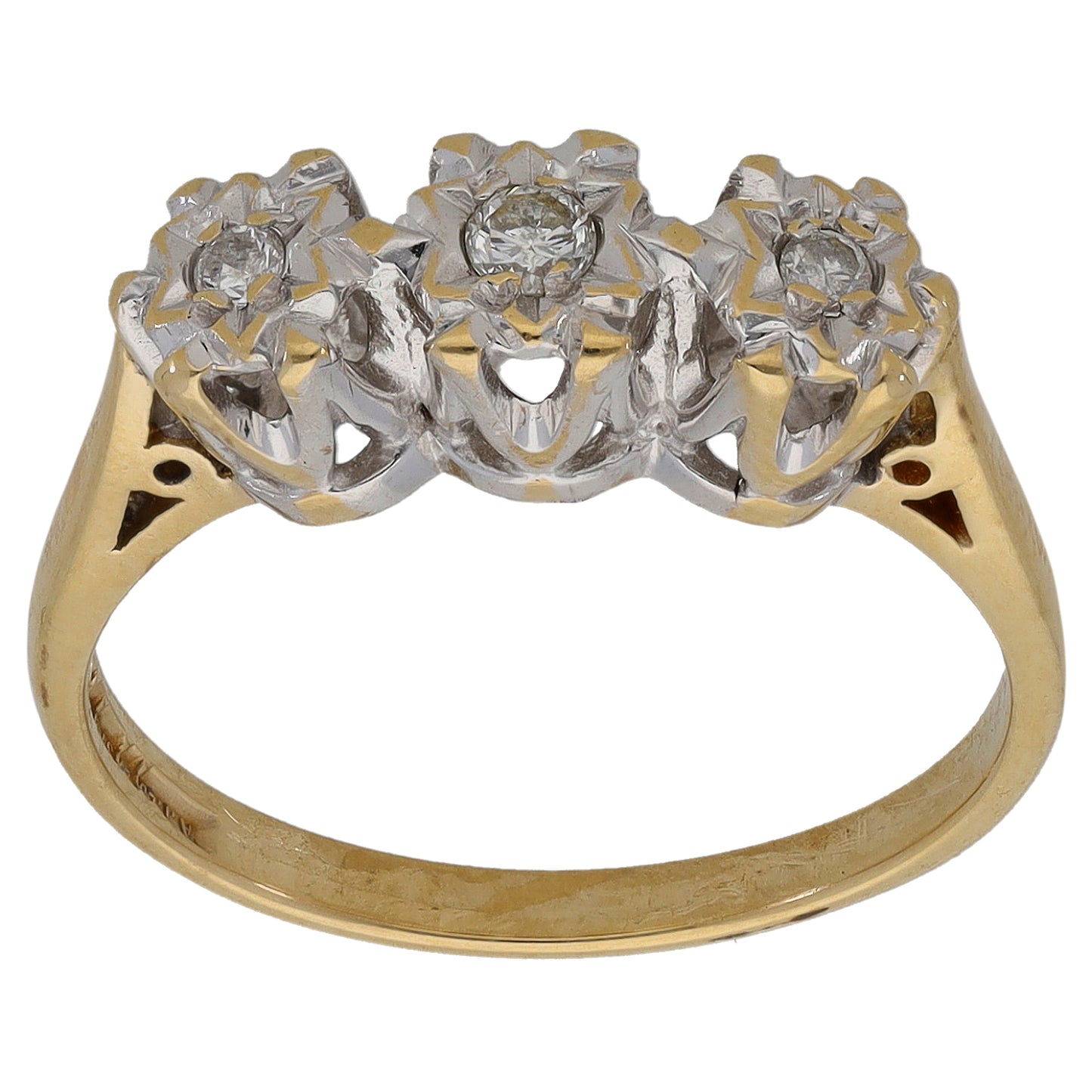 9ct Gold 0.07ct Diamond Trilogy Ring Size M