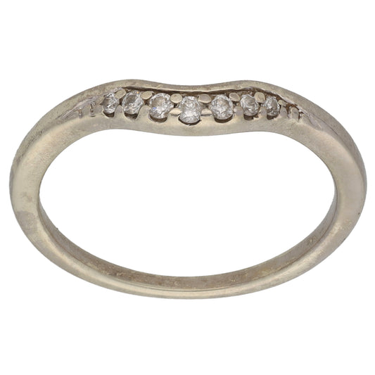 9ct White Gold 0.07ct Diamond Wishbone Ring Size L