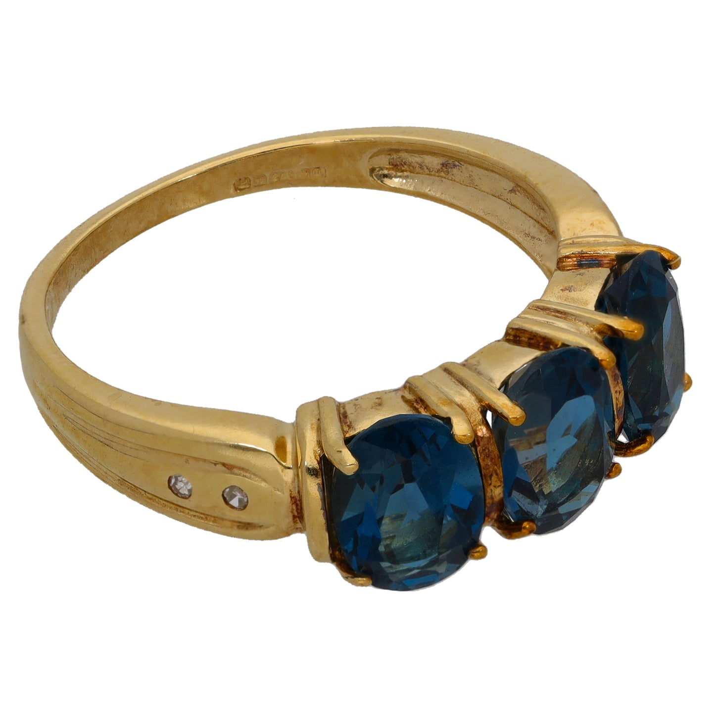 9ct Gold Topaz Trilogy Ring Size N