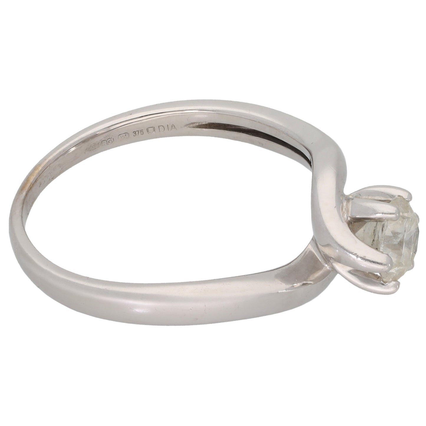 9ct White Gold 0.66ct Diamond Solitaire Ring Size Q