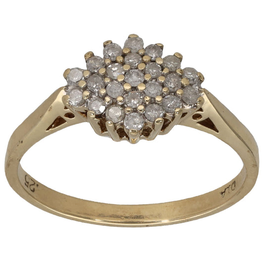 9ct Gold 0.25ct Diamond Cluster Ring Size N