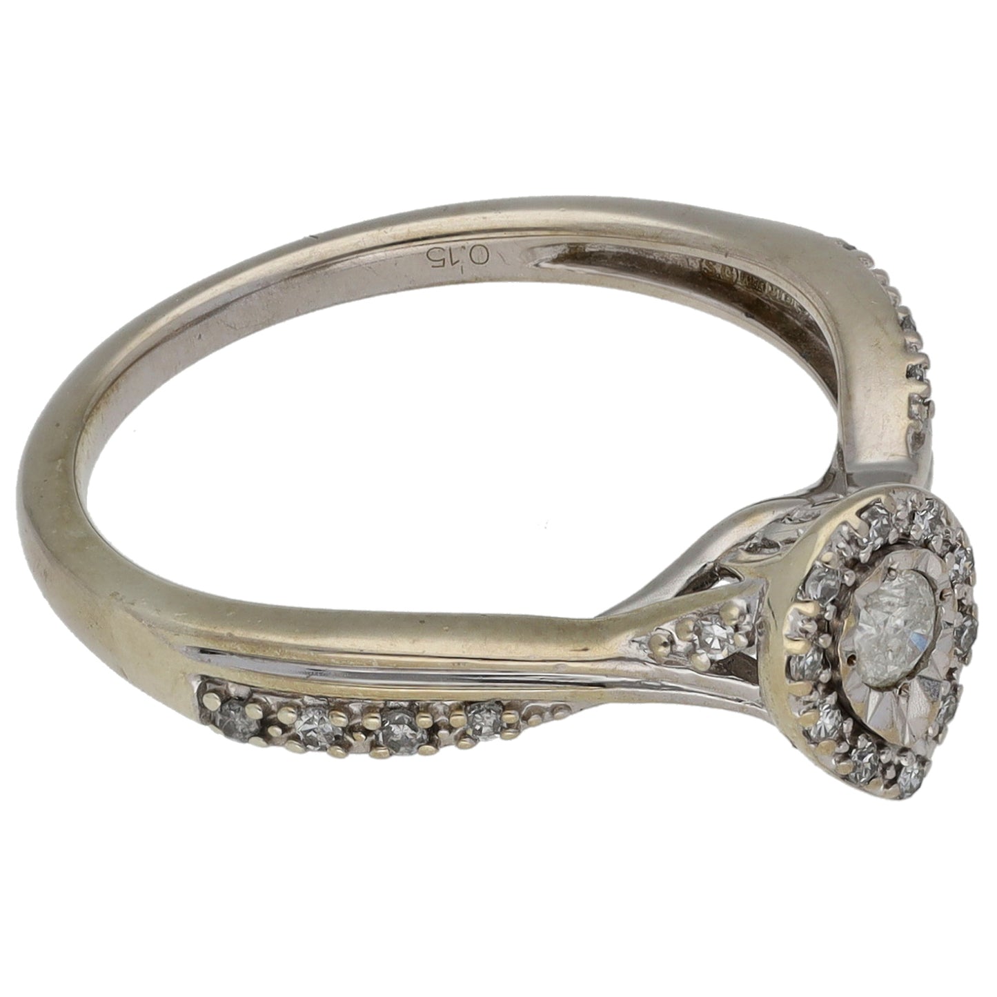 9ct White Gold 0.17ct Diamond Dress/Cocktail Ring Size M