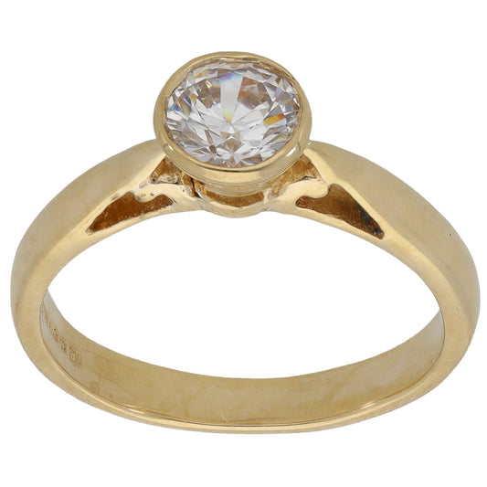 9ct Gold Cubic Zirconia Single Stone Ring Size M