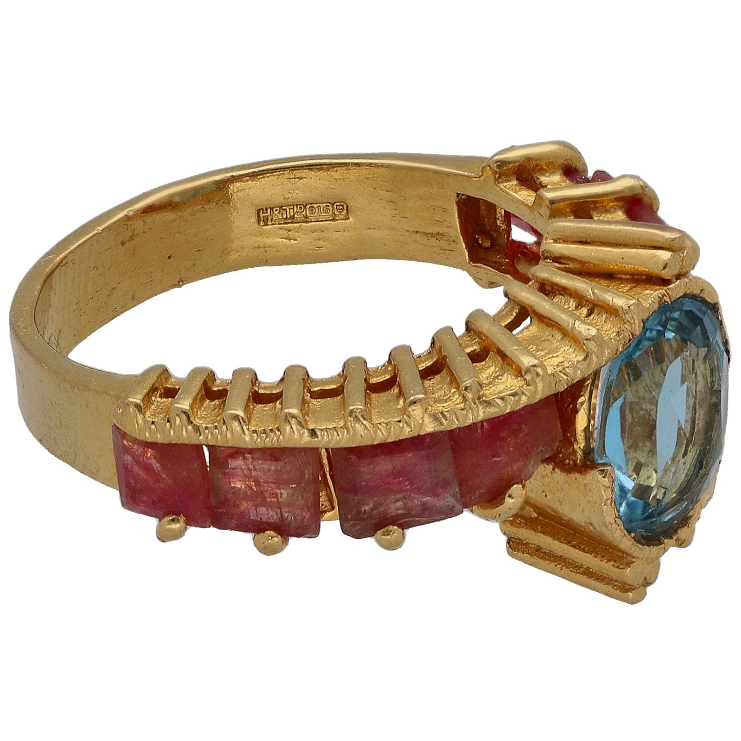 22ct Gold Topaz & Ruby Dress/Cocktail Ring Size M