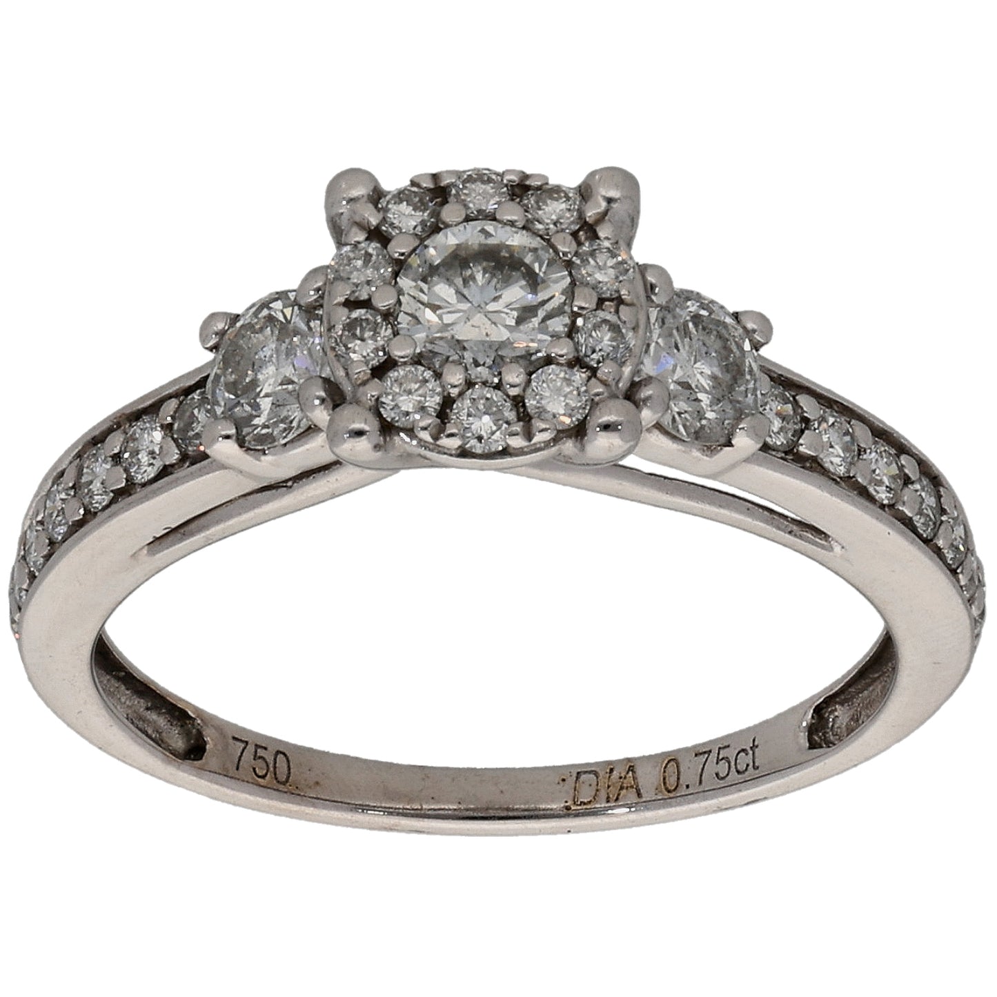 18ct White Gold 0.64ct Diamond Cluster Ring Size L