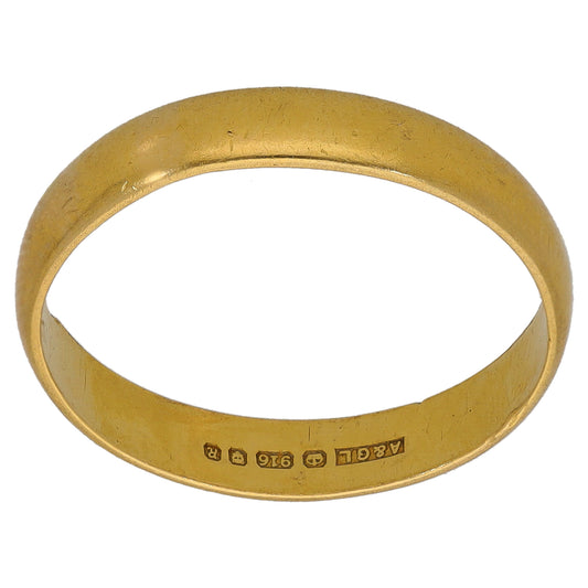22ct Gold Plain Wedding Ring Size O