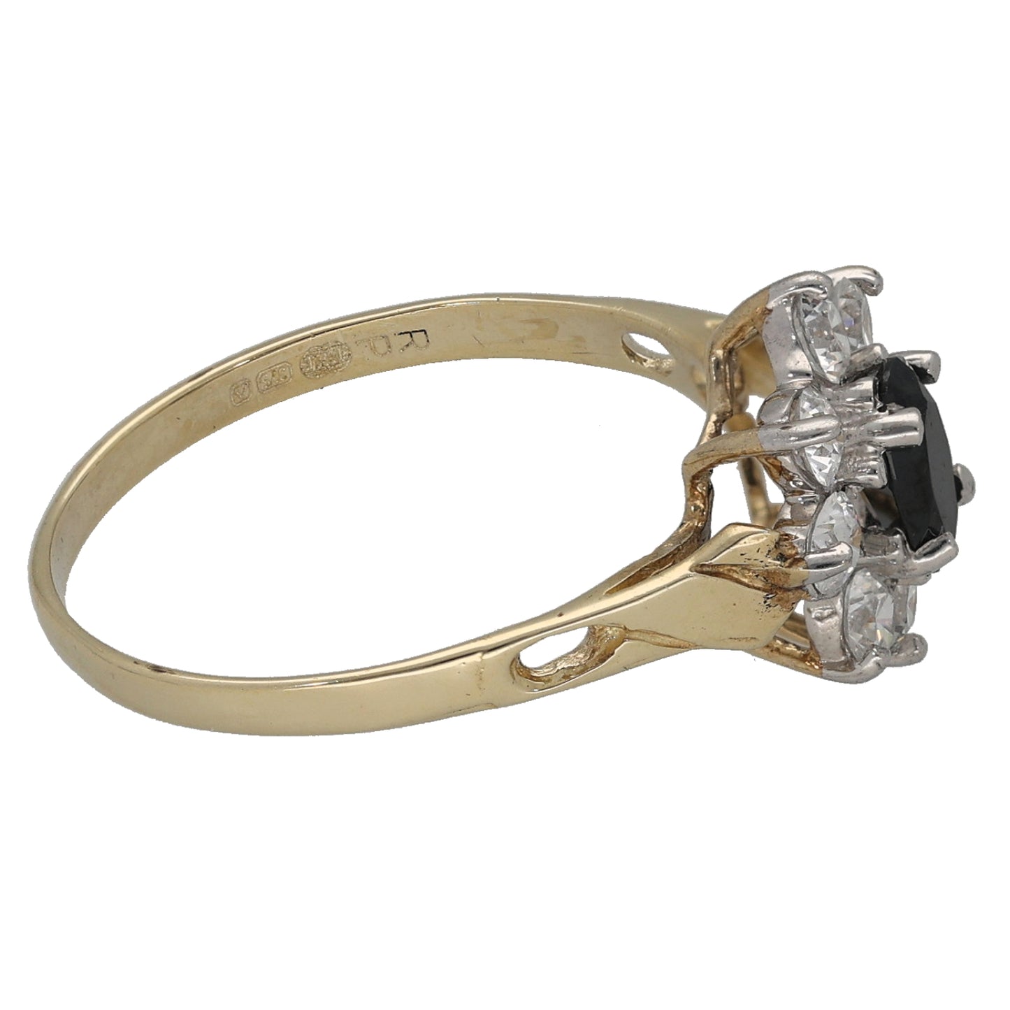 9ct Gold Sapphire & Cubic Zirconia Dress/Cocktail Ring Size N