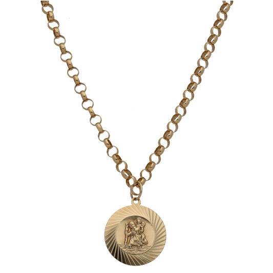 9ct Gold St Christopher Pendant With Chain