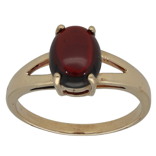 9ct Gold Garnet Single Stone Ring Size N
