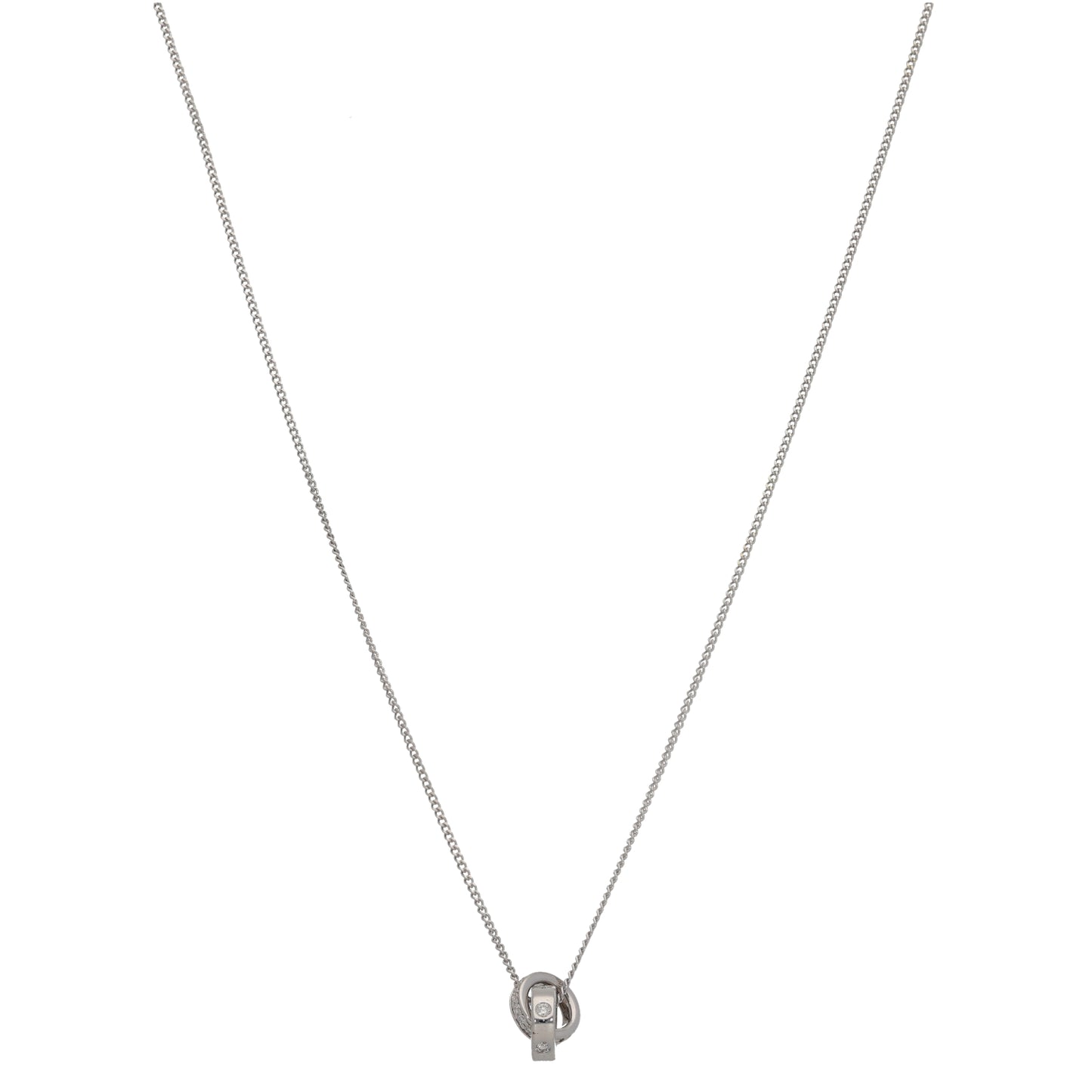 9ct White Gold 0.22ct Diamond Dress/Cocktail Pendant With Chain