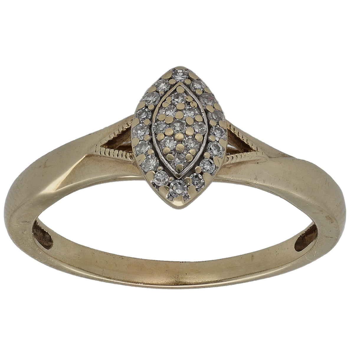 Gold diamond cluster ring with oval halo setting and round stones