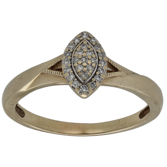 Gold diamond cluster ring with oval halo setting and round stones