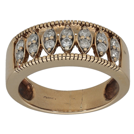 9ct Gold 0.28ct Diamond Dress/Cocktail Ring Size P