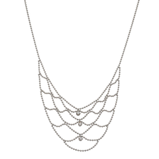 9ct White Gold Cubic Zirconia Fancy Necklace 14"