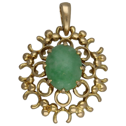 9ct Gold Jade Single Stone Pendant
