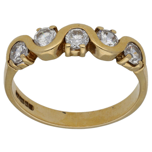 9ct Gold Cubic Zirconia Half Eternity Ring Size O