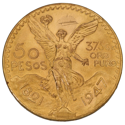 22ct Gold Mexican 50 Pesos Coin 1947