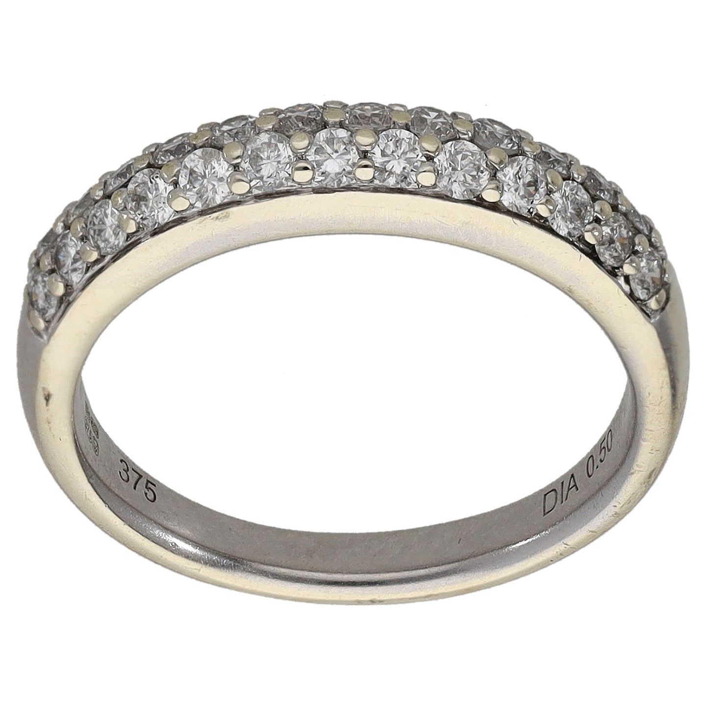 9ct White Gold 0.50ct Diamond Half Eternity Ring Size L