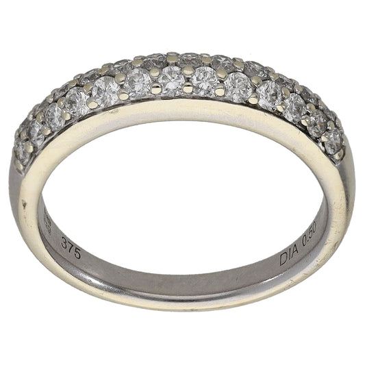 9ct White Gold 0.50ct Diamond Half Eternity Ring Size L
