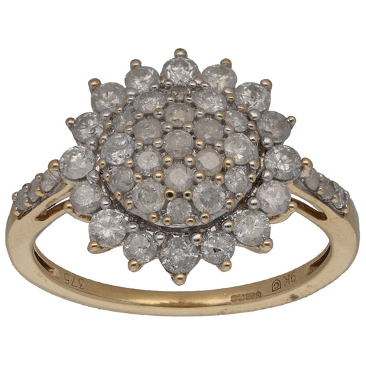 9ct Gold 0.92ct Diamond Cluster Ring Size L