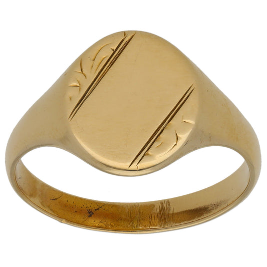 9ct Gold Plain Signet Ring Size W