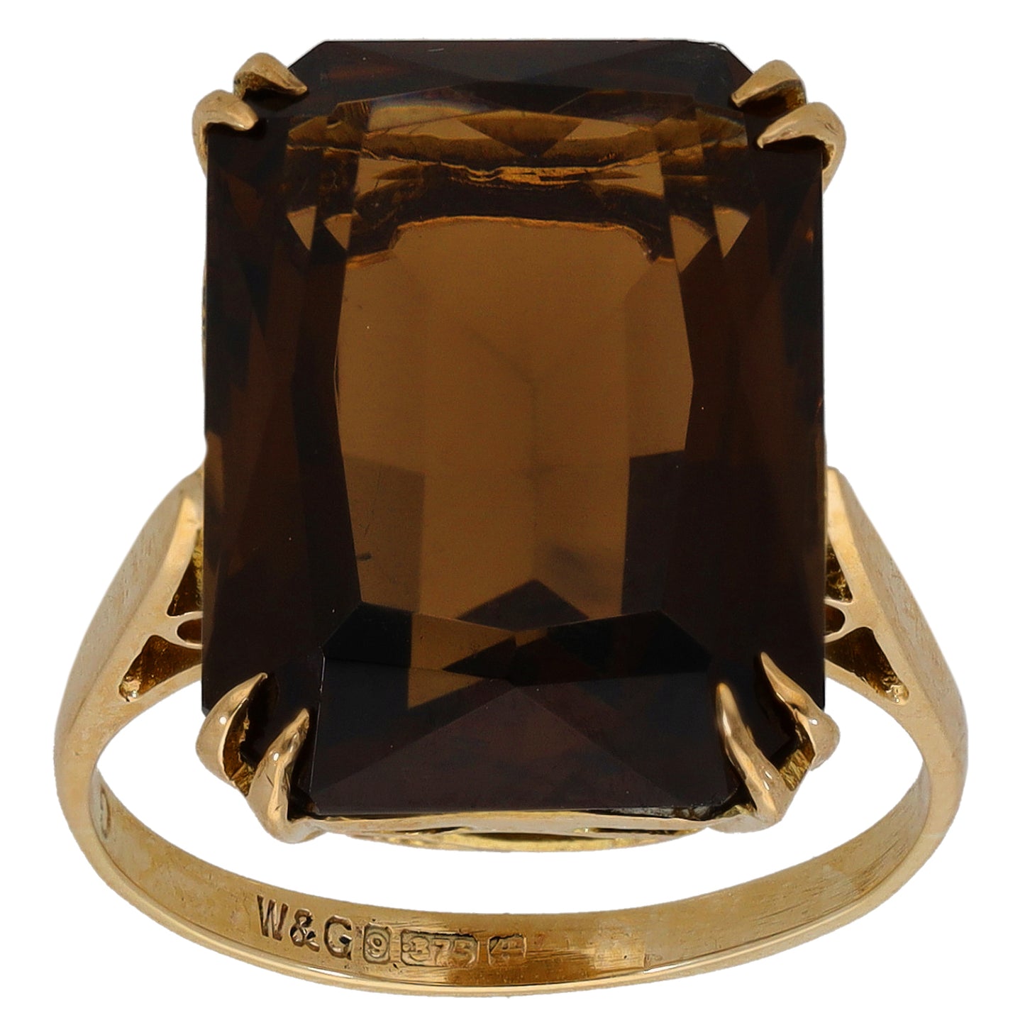 9ct Gold Smoky Quartz Single Stone Ring Size P