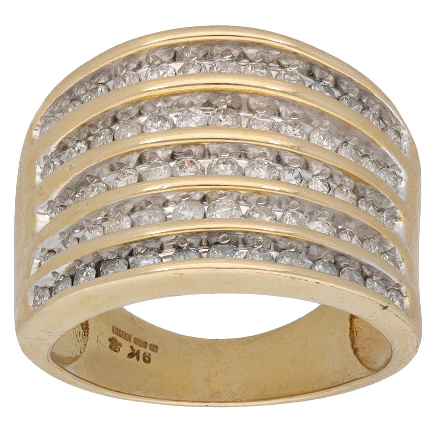 9ct Gold 1.30ct Diamond Half Eternity Ring Size L