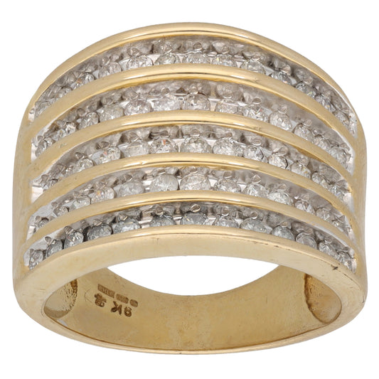 9ct Gold 1.30ct Diamond Half Eternity Ring Size L