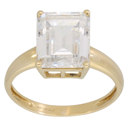 14ct Gold Cubic Zirconia Single Stone Ring Size Q