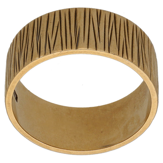 9ct Gold Patterned Wedding Ring Size P