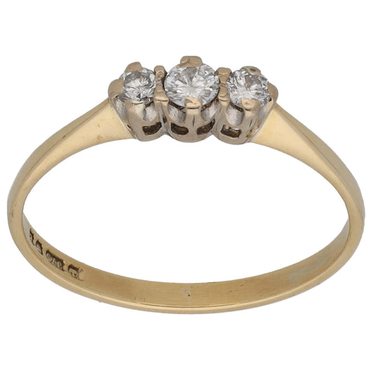 9ct Gold 0.16ct Diamond Trilogy Ring Size M