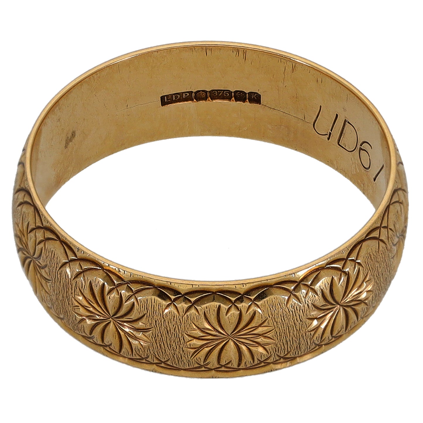 9ct Gold Patterned Wedding Ring Size M
