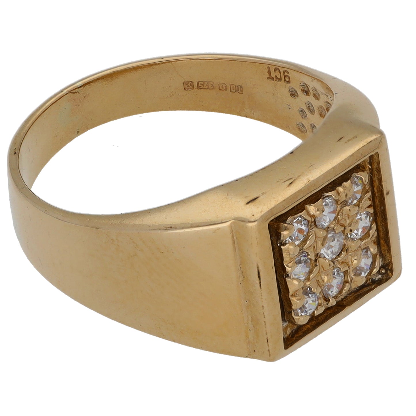 9ct Gold Cubic Zirconia Signet Ring Size P