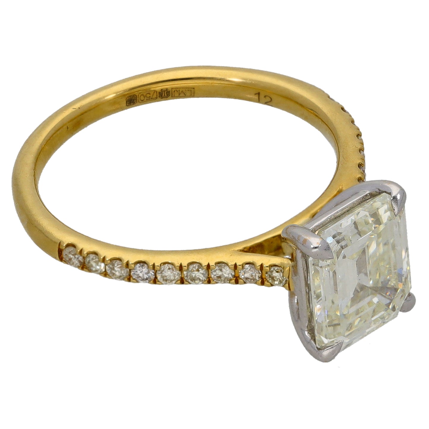 18ct Gold 2.33ct Diamond Solitaire Ring With Accent Stones Size L