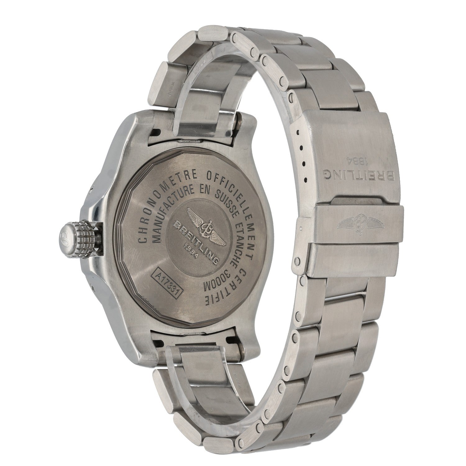 Breitling Avenger II Seawolf A17331, black dial, stainless steel, rear angle image