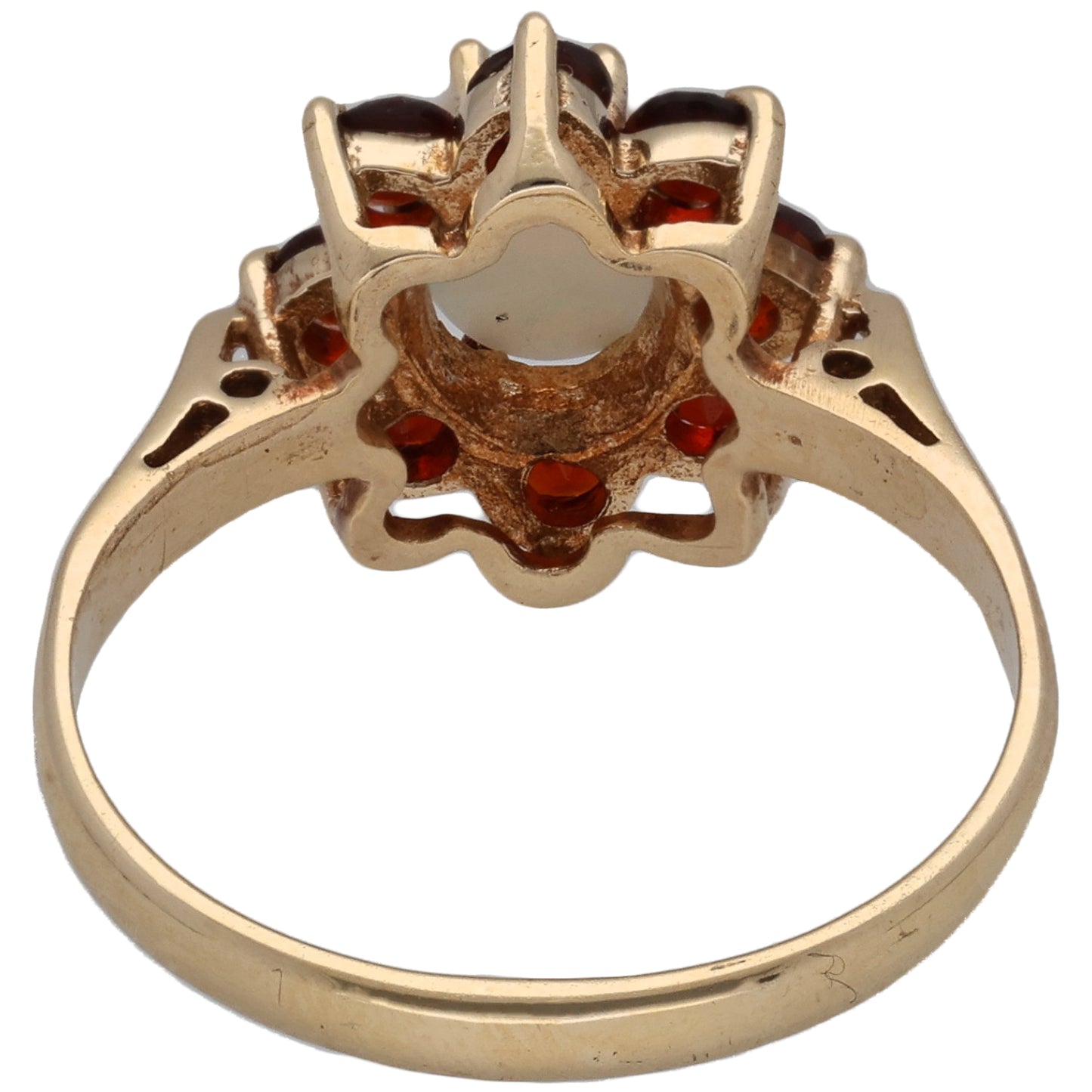 9ct Gold Opal & Garnet Cluster Ring Size L