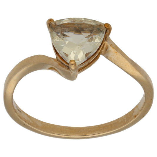 9ct Gold Green Quartz Single Stone Ring Size S
