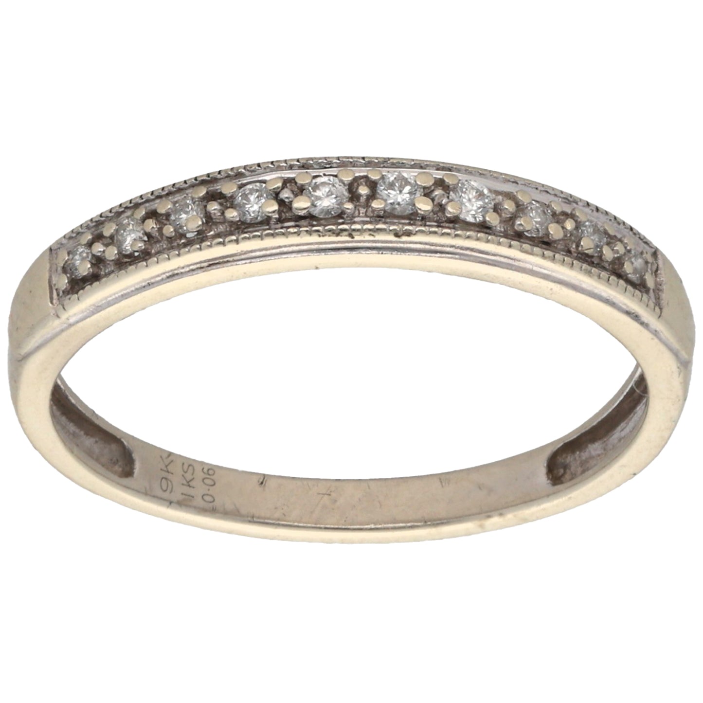 9ct White Gold 0.06ct Diamond Half Eternity Ring Size N