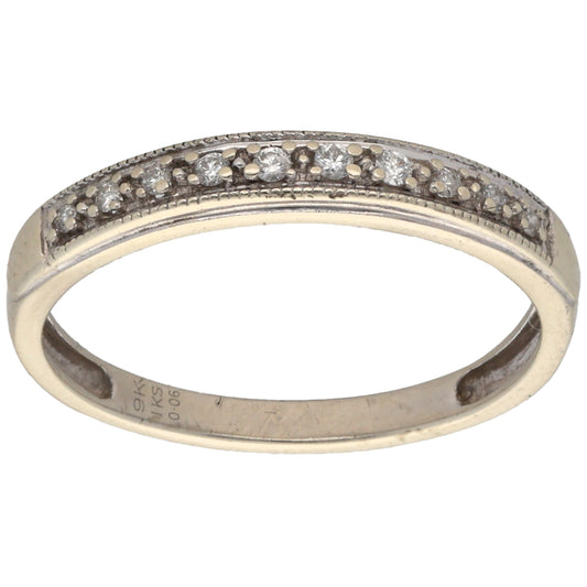 9ct White Gold 0.06ct Diamond Half Eternity Ring Size N