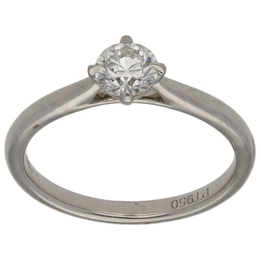 Platinum 0.45ct Diamond Solitaire Ring Size L