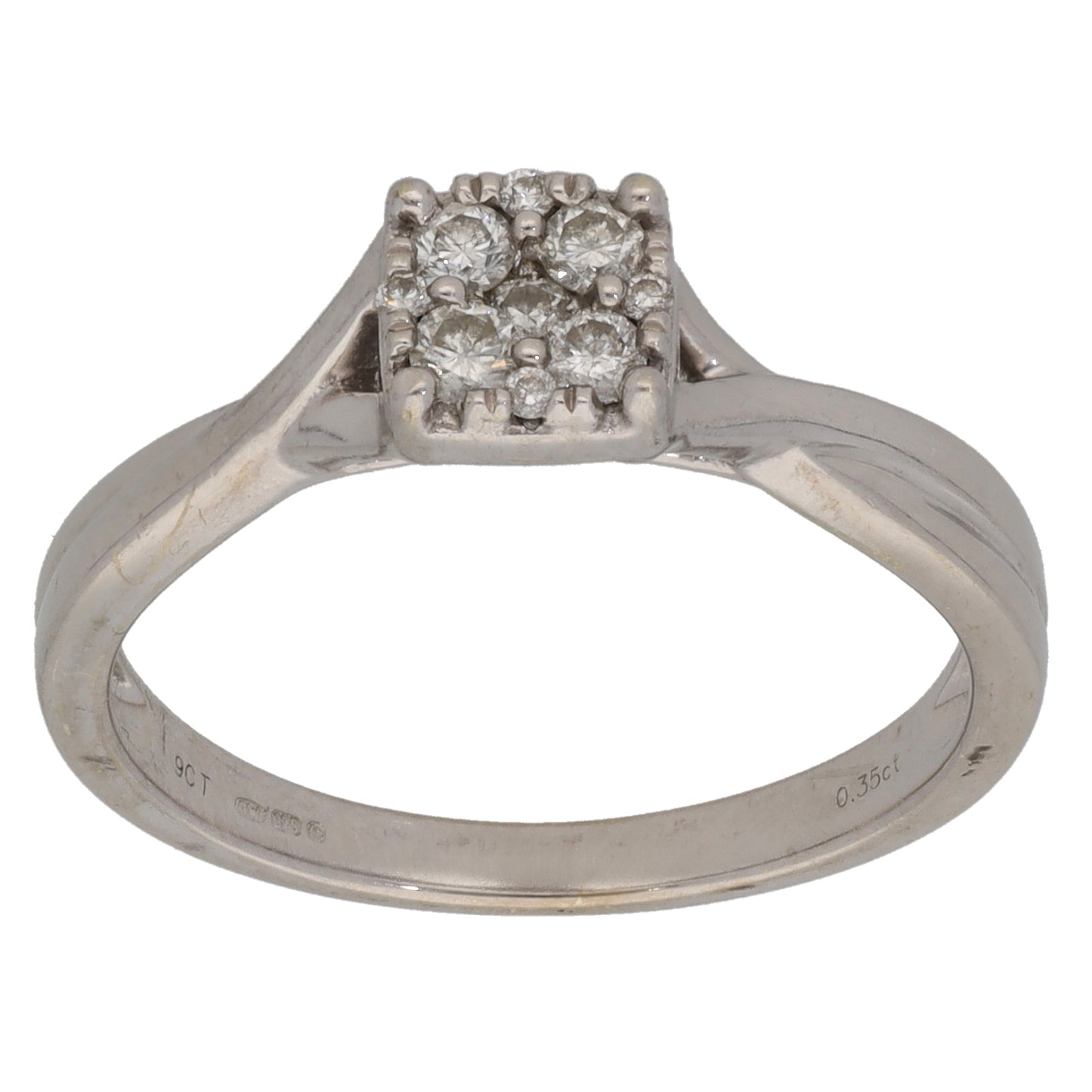 9ct White Gold 0.35ct Diamond Dress/Cocktail Ring Size N