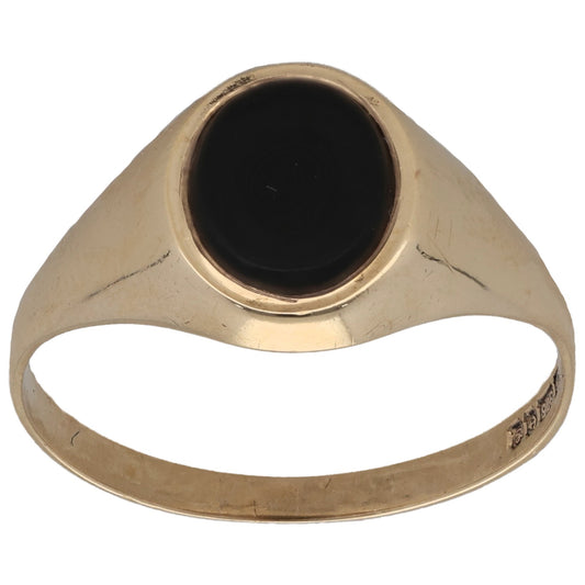 9ct Gold Onyx Plain Signet Ring Size P
